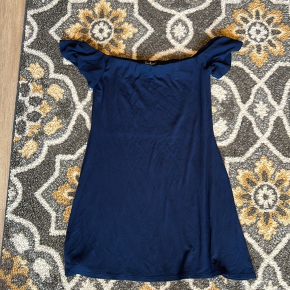 Lulus Navy Blue Off the Shoulder Mini Dress - Picture 1 of 3